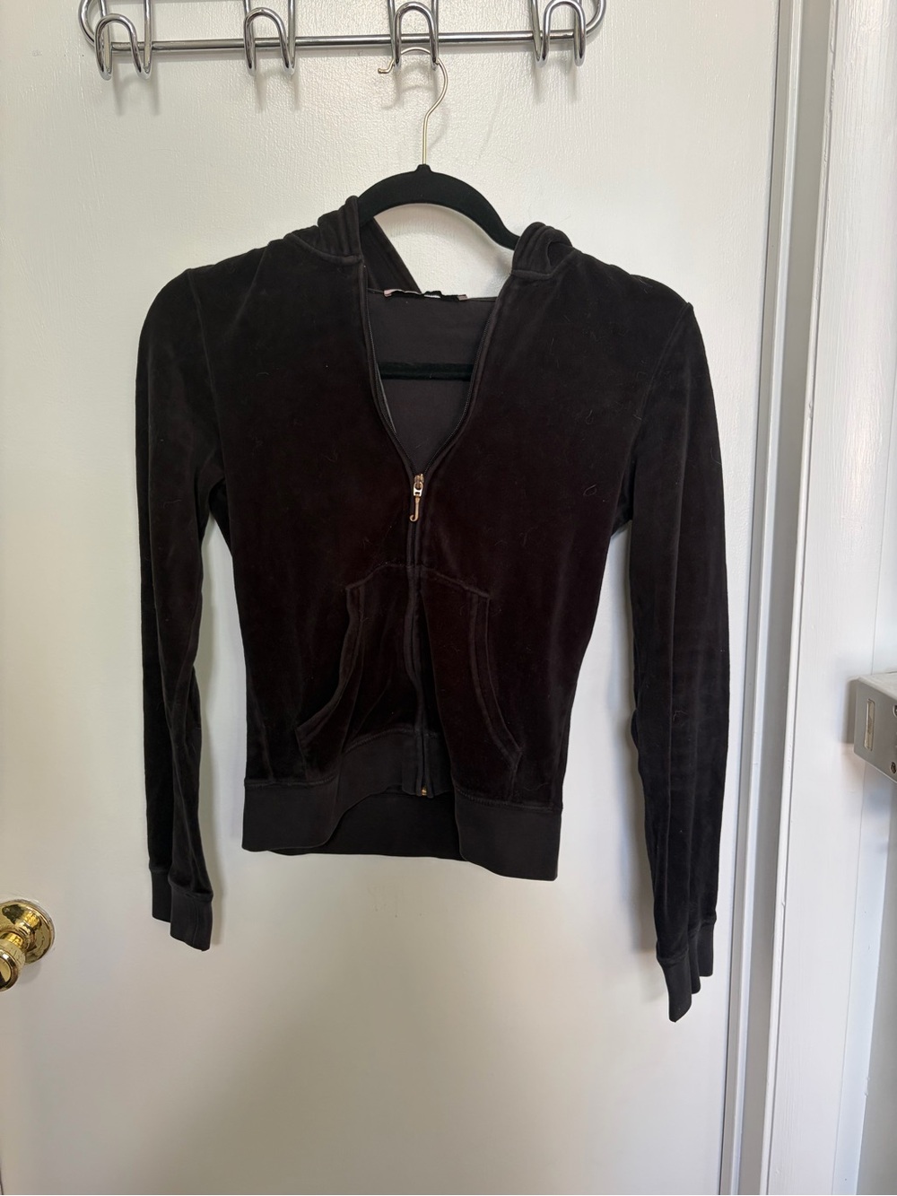 Juicy Couture Black Velour Zip Hoodie Jacket and Sweats Set
